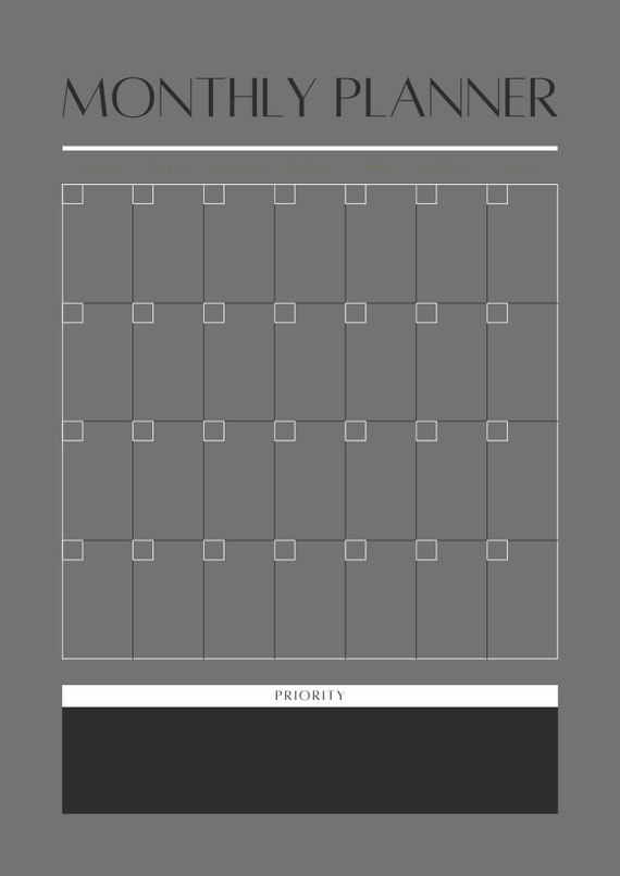 Calendar Printable Monthly Planner A4 and Letter Printable - Etsy