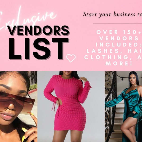 ULTIMATE 150+ Vendors List E-book | Start Your Own Business, Clothing, Hair, Lashes, Accessories Vendors, Boutique Wholesale Suppliers