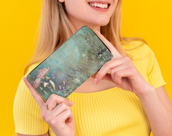 Custom Vegan Leather Cottagecore Wallet | Eco-Friendly Zipper Clutch