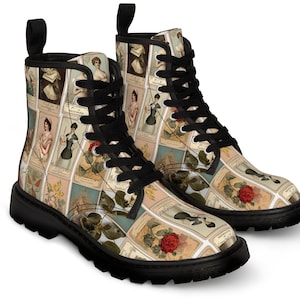 Custom Junk Journal Vegan Leather Boots: Victorian Style
