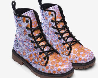 Floral Print Boots: Custom Made Boho Festival Faux Leather Boots