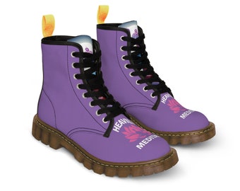 Purple bespoke custom made spiritual meditation chakra Women's Canvas Boots