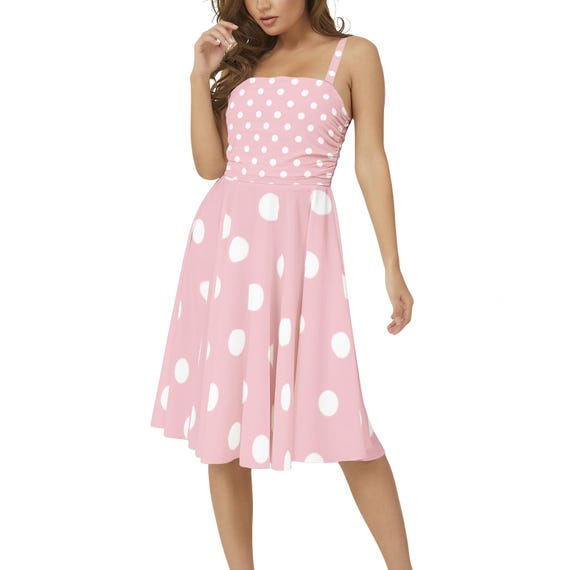 Pink Polka Dot Midi Dress: Custom Made Vintage Style Sundress