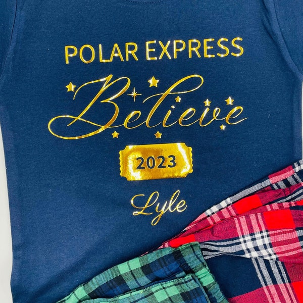 2023 Polar Express Matching Family pyjamas, pjs, pyjamas, Christmas Eve box, xxl pyjamas, Tartan pjs, Believe pyjamas