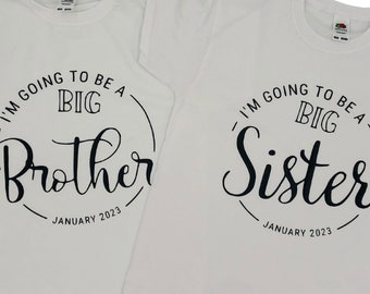 Big Sister, big brother t shirt, tshirt, Pregnancy Reveal, Pregnancy announcement Brother Kids New Brother New Sister Gift Siblings Kids