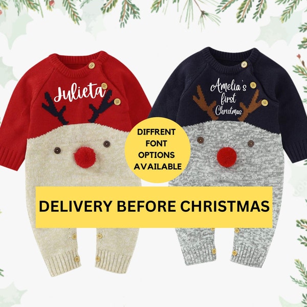 Kerstoutfit kinderen/baby, rendierenoutfit, eerste/1e kerstoutfit, trui, kinderromper, babyoutfit