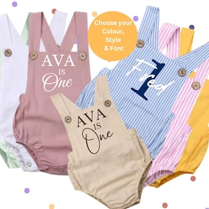 Personalized 1st Birthday Romper, Wild One Cake Smash Outfit, Baby Dungarees, First Christmas Summer Dress, New Baby Gift, Photoshoot Vest