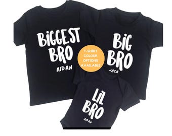 Personalised BIg/ Little/ Biggest Brother Matching Announcement T-Shirts, Tees/Shirt, Sleepsuit/ Bodysuit/Toddler Set, Baby Gift