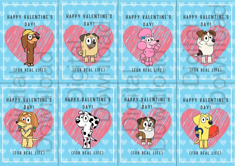 Kids Valentines Cards Printable Classroom Valentines Digital Valentine School Valentine Blue