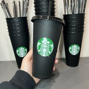 Reusable Uk Starbucks Cold Cup Tumbler-Black w/ Lid & Straw 24oz-NEXT DAY DISPATCH - Coffee Cup - Bulk buy - Personalised Option