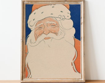 Santa Clause Portrait Matte Vertical Poster | Winter Decor | Holiday | Vintage | Retro | Christmas | Seasonal Decor | Illustration