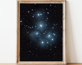 Pleiades - The Seven Sisters - Taurus Constellation - Printable Wall Art - Instant Download - Astrophotography - Space - Galaxy - Astronomy