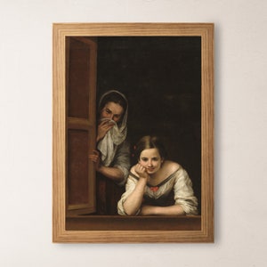 Bathroom Art Humor Funny Portrait Print Classical Vintage Art Instant Download Two Women at a Window Printable Poster Wall Art image 8