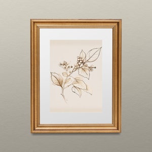 December Holly Vintage Birth Month Flower Illustration Minimalist Hand-Drawn Fine Art Sketch Printable Instant Download image 5