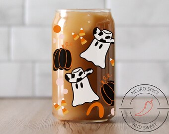 Cowboy Geist Kürbis Libbey 16 Unzen wickeln SVG, Bier kann Glas svg, niedlicher Geist svg, Geist Glas svg, 16 Unzen Glas kann wickeln, Halloween Cowboy Geist