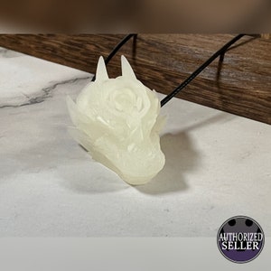 Rose dragon head necklace pendant or keychain | 3d printed glow in the dark