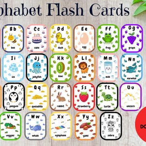 ABC Flash Cards, Educational Cards, A-Z Cards, Learn ABCs, Alphabet Flashcards, kids colors alphabet, Downloadable, printable