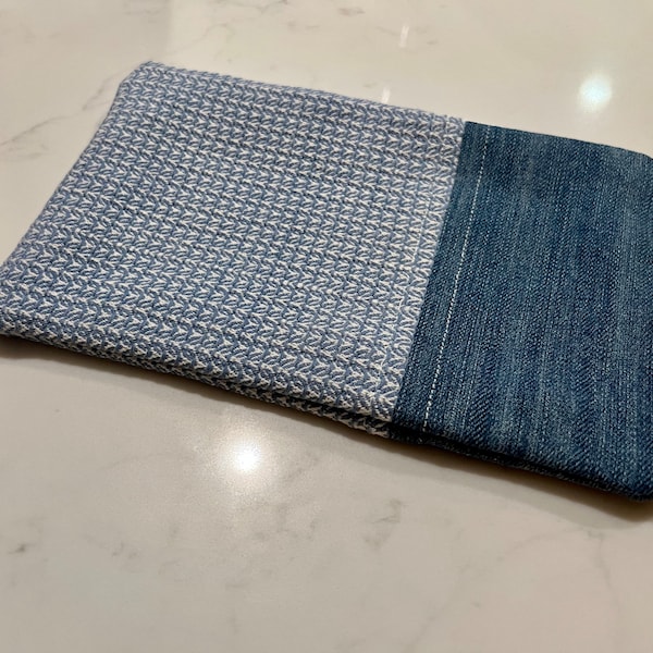 Upcycled denim zippered pouch - pencil case