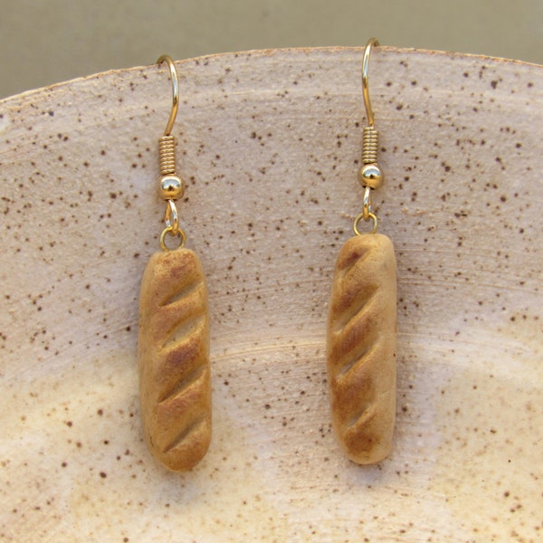 polymer clay baguette earrings | practically edible food jewelry | realistic food jewelry | food earrings | cute casual earrings |