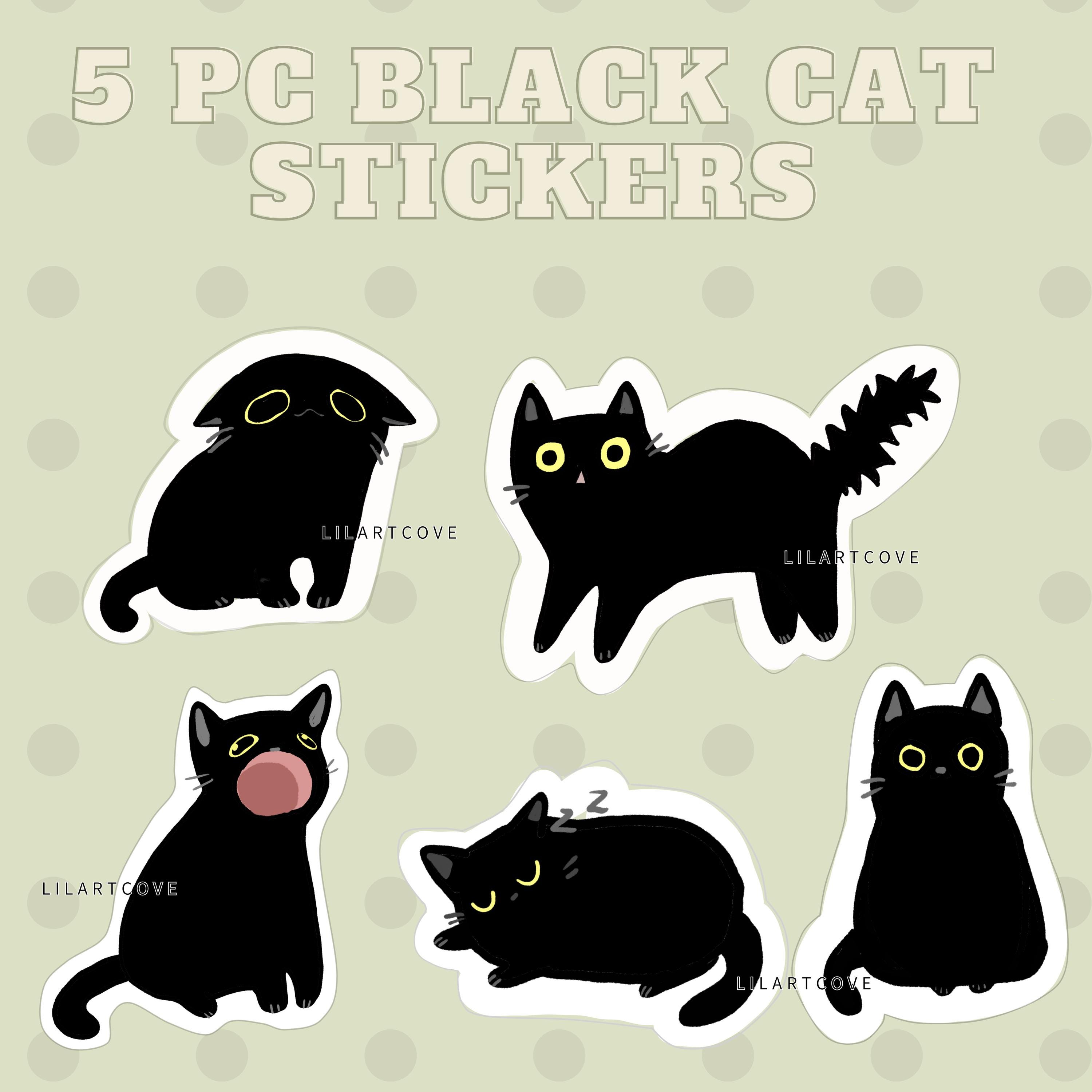 Vinyl Black Cat Stickers • Kawaii Cat Stickers • Cute Animal Stickers ...