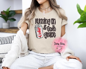 Running on Diet Coke & God's Grace- Adult T Shirt