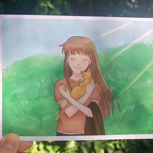 Tohru Holding Cat Kyo Fruits Basket Mini Art Print - True Form Episode