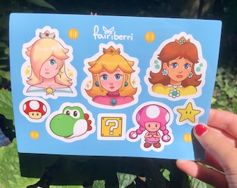 Super Mario Girls Sticker Sheet: Princess Peach, Rosalina, Daisy