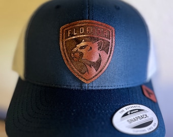 Florida Panthers Leather Patch Trucker Hat – NHL Hockey Fan Cap