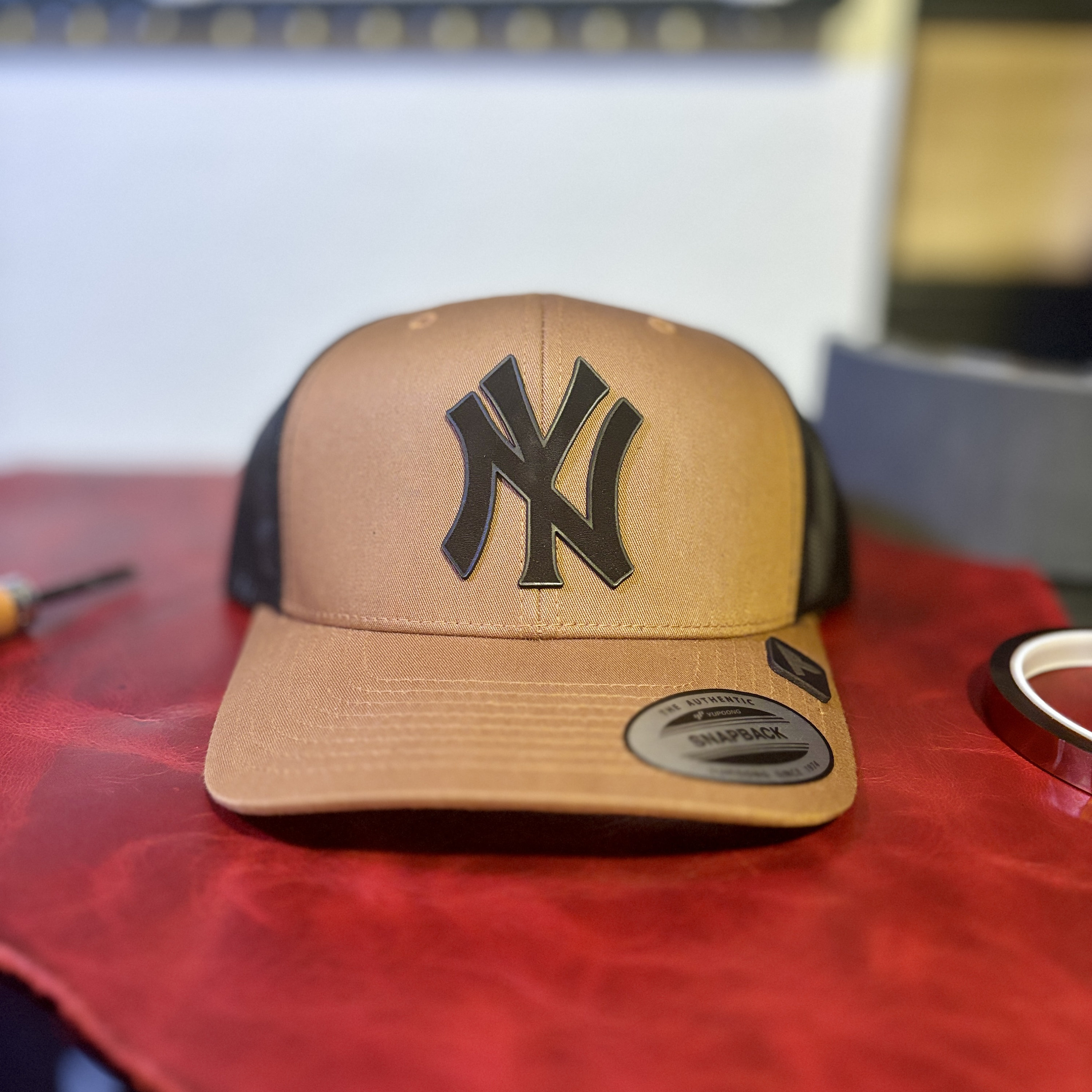 New York Yankees Leather Patch on Trucker Hats! One Size