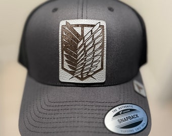 Attack On Titan Survey Corps Hat. Gray Leather One Size Adjustable. TuttoPelle