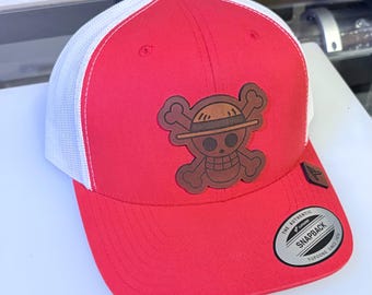Cappellino da camionista con toppa in pelle di One Piece – Cappello anime fatto a mano