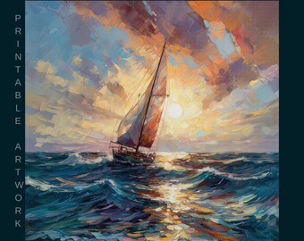 Wydruki artystyczne Ai Art Żaglówka Sztuka ścienna Piękny obraz żaglówki Wydrukowana sztuka ścienna