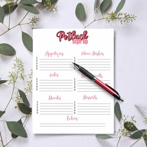 Editable Potluck Sign up Sheets With Canva | Easily Edit These Sheets ...