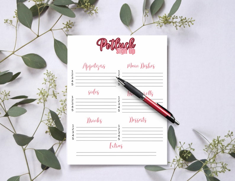 Editable Potluck Sign up Sheets With Canva | Easily Edit These Sheets ...