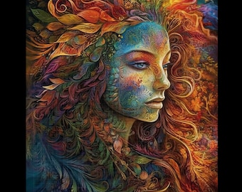 Kunstdrucke Ai Art Mutter Natur Wandkunst Schöne Mutter Erde druckbare Wandkunst
