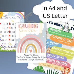 Calming Corner Printable Counselor Decor Set Anxiety Relief For Kids Emotional Regulation Emotions Montessori Materials