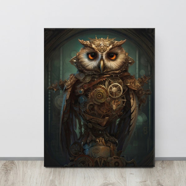 Steampunk Owl 16x20 Canvas Steampunk Artwork Owl Canvas Wall Art