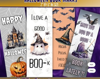 Halloween Printable Bookmark Set Digital Bookmarks Halloween Bookmark PNG Bookmark For Kids
