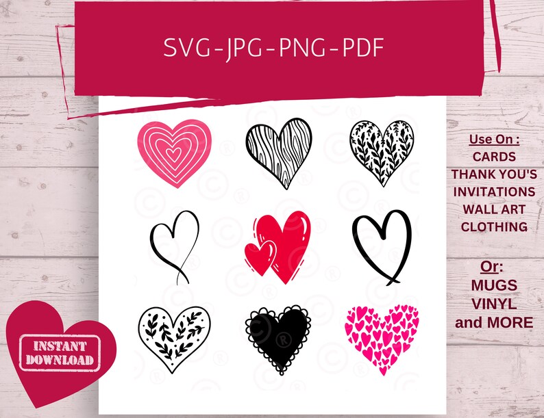 SVG Hearts Cutting File for Cricut | Cutting Machine Files | Valentines ...