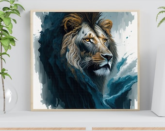 Arte de la pared del león Arte de la cabeza del león Arte artístico del león Arte de la pared imprimible