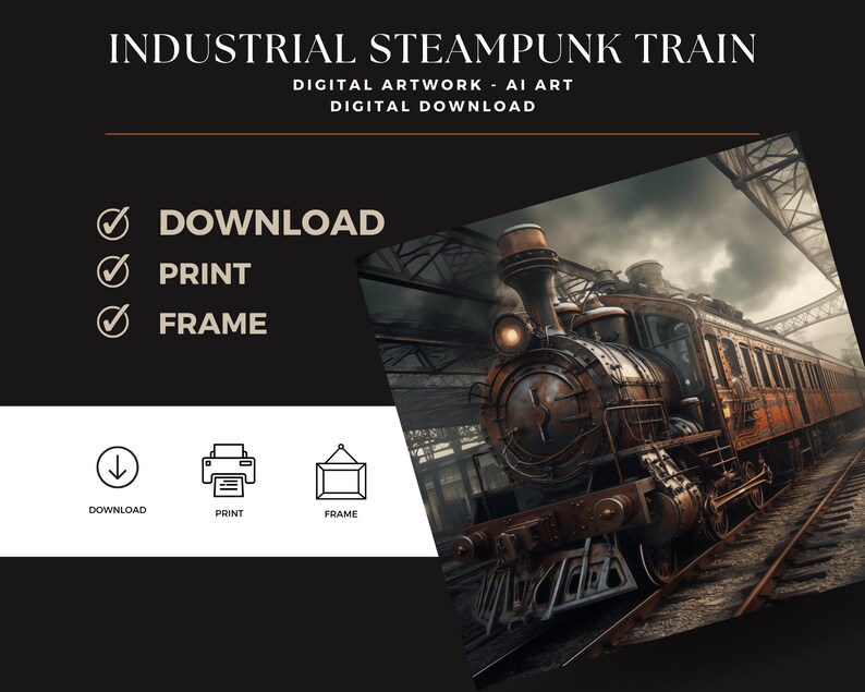 Steampunk Train Industrial Steam Train Ai Artwork Train Digital Art ...