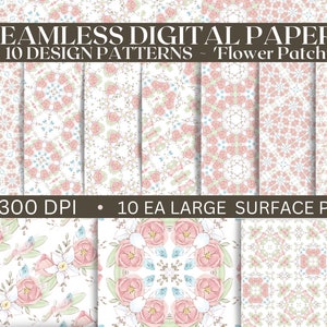 Nahtlose Blumen Patch Digitale Papiere und gemusterte Seiten für Sublimation Scrapbooking und mehr