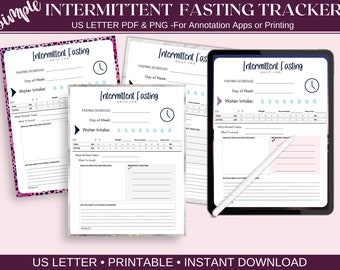 Intermittent Fasting Daily Log Digital and Printable | Fasting Tracker For Daily Motivation Using A Fasting Daily Planner