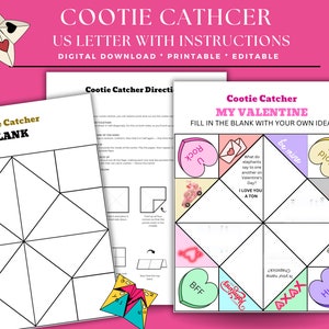 Cootie Catcher Valentine&#39;s Day Cootie Blank Cootie Catcher