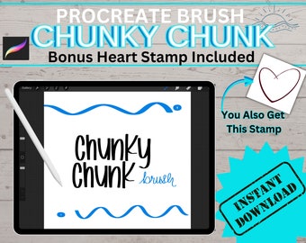 Procreate Brushes Chunky Lettering With Bonus Heart Stamp | Procreate Calligraphy Brush | Beginner Chunky Lettering Brush Set