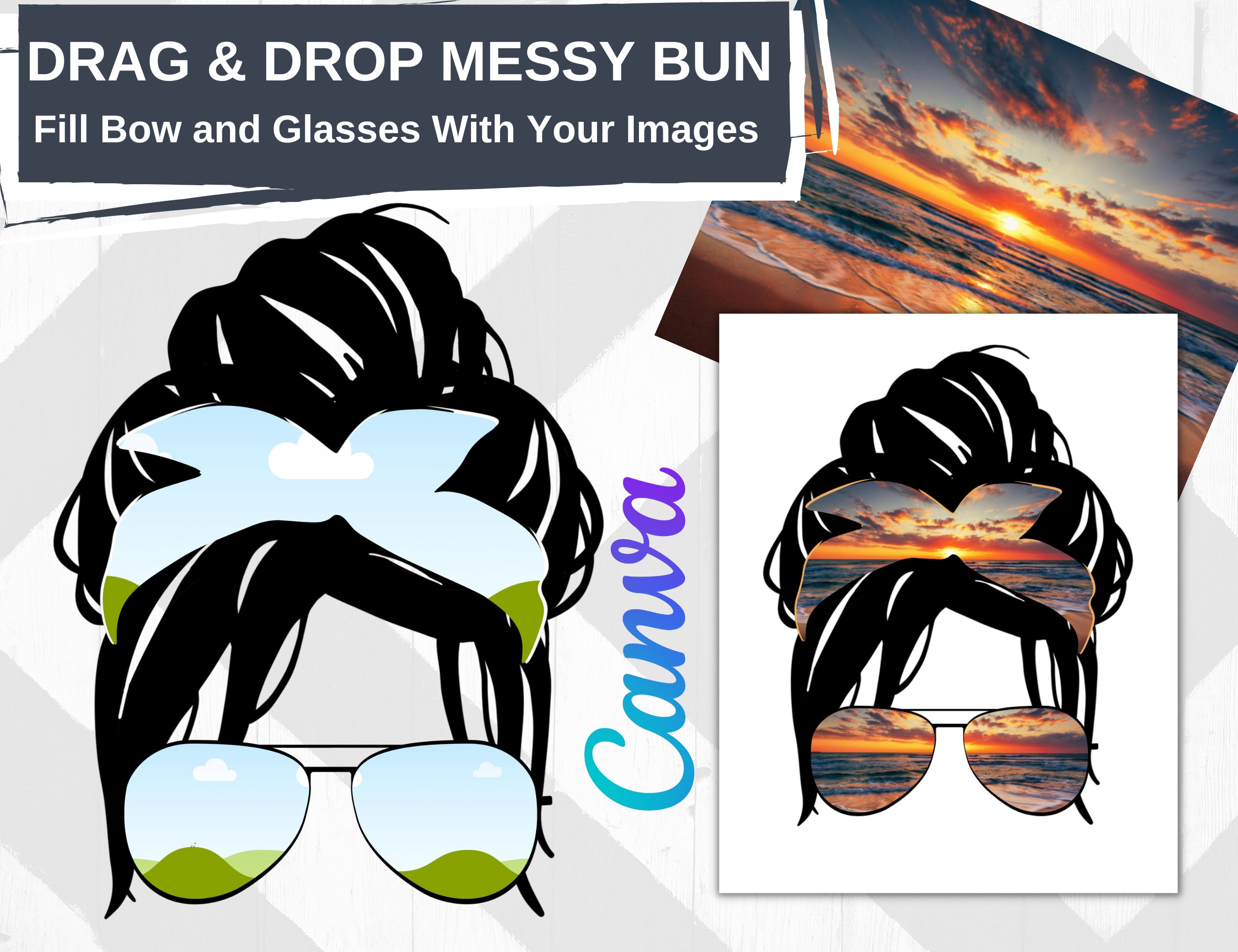 Messy Bun Mom Life Drag and Drop Editable Canva Template, Editable ...