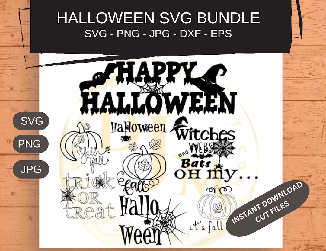 Trick or Treat Halloween Bundle Fall SVG Cut Files 8 Halloween PNG ...