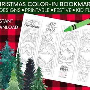 Christmas Bookmarks Gnome Santa Coloring Bookmarks | Christmas Gnomes Bookmark | Classroom Activity | Church Activity