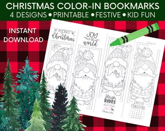 Christmas Bookmarks Gnome Santa Coloring Bookmarks | Christmas Gnomes Bookmark | Classroom Activity | Church Activity