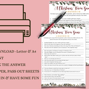 Christmas Trivia Game Printable Christmas Fun Instant Download Party ...